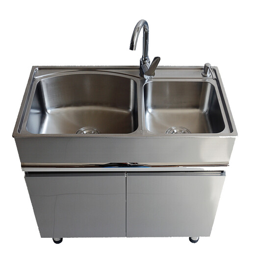 Floor-standing sink cabinet bathroom cabinet combination 304 stainless steel laundry cabinet with washboard wash basin balcony sink cabinet 120 washing machine partner 61cm (inclusive)-90cm (inclusive)