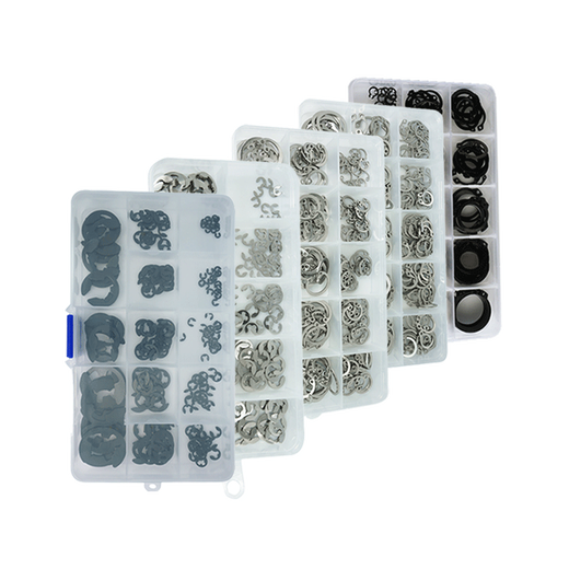 Lu Huichang 304 stainless steel shaft retaining ring C-type black elastic snap ring boxed external circlip spring shaft snap hole E-type card set plastic box set fifteen grids (black external card)