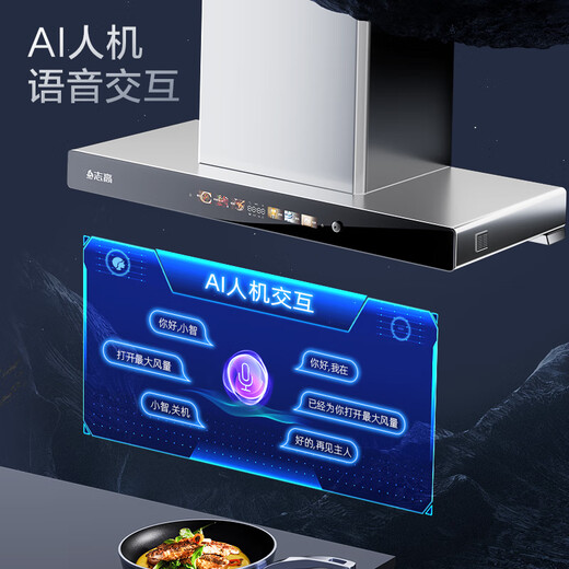 志高（CHIGO）【国家补贴 立减20%】抽油烟机 家用欧式顶吸油烟机 大吸力 小型自清洁抽烟机 挥手智控 语音智能 高配900宽+五键体感控制+自动清洗+自行安装