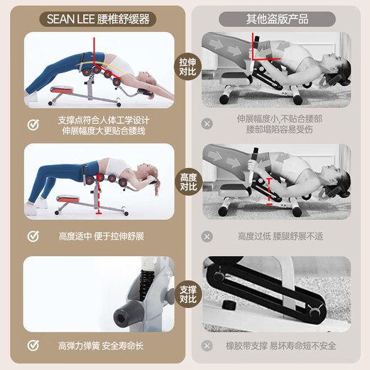 SEAN LEE lumbar spine relaxer home fitness inversion machine open back spine correction waist stretch relaxer inversion machine piano white