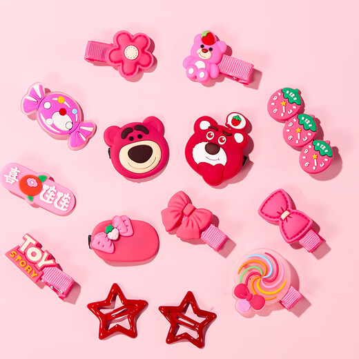 Dimanqi Kinderschmuck Geschenkbox Set für Mädchen Geburtstag Geschenk Prinzessin Schmuck Haarzubehör Aufbewahrungsbox Erdbeerstil 156 Stück Set Set
