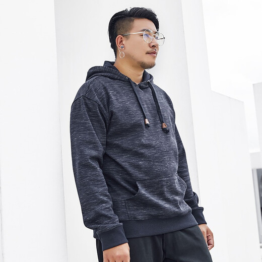 Fat Brother clearance plus size men's plus size fat sweatshirt loose fat man winter velvet thickened warm jacket sapphire blue 4XL (210-250Jin Jin equals 0.5 kg)