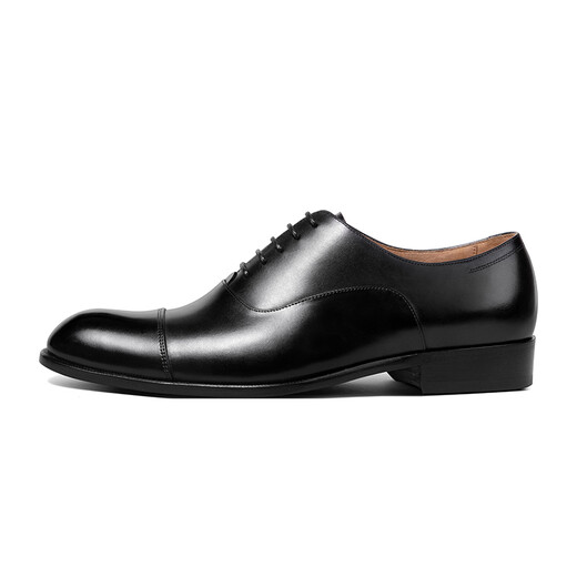 THOM WILLS business formal leather shoes men's cowhide handmade three-joint genuine leather British Oxford shoes men's young groom wedding shoes black calfskin + rubber sole B671-H2 46 /10 size