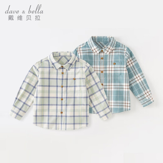 David Bella spring and autumn boys' plaid shirts, medium and large children's cotton shirts, children's tops, children's clothing