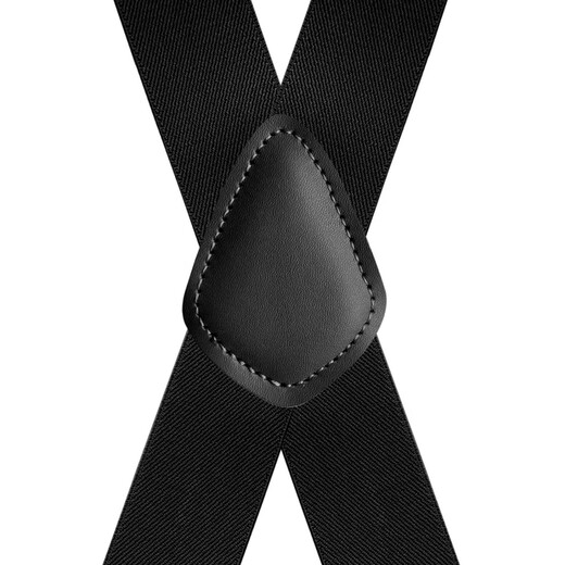 御帆成人男士背带夹弹性松紧男式背带X型男士西裤吊裤带 3.5X型大夹子-黑色 均码