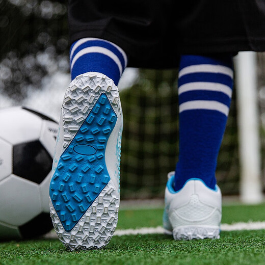 Tangcun football shoes for children tf broken nails Velcro for boys and girls professional primary school students training special size children's sneakers 6199 Bailan Velcro 37 standard sports shoes size