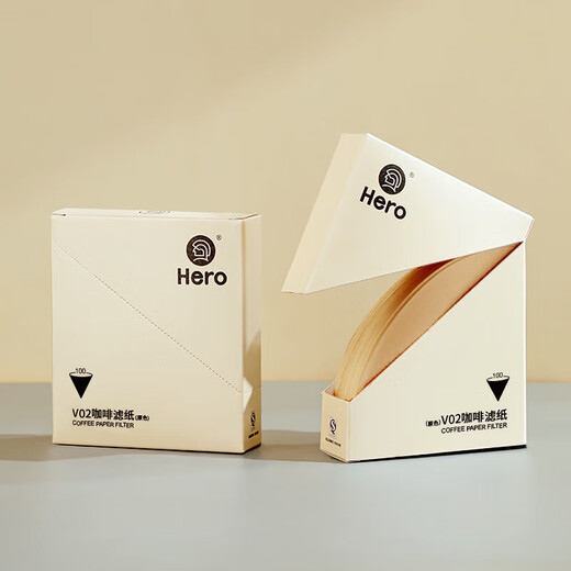 Hero coffee filter paper drip-type hand-brewed coffee filter paper V-shaped filter cup filter paper for 1-4 people large size solid wood color