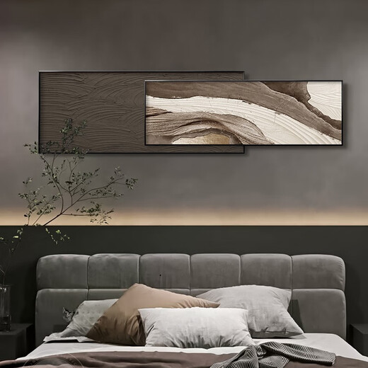 Huaixue modernes leichter Luxus abstrakter Hochleistungsbettbettbett-Wandbundzimmer im Wandgemälde überlagertes dekoratives Gemälde Kunstsofa Hintergrund Wandhänge HR1349 180*60/180*76 Öl Canvas Aluminiumlegierung schwarzer Rahmen