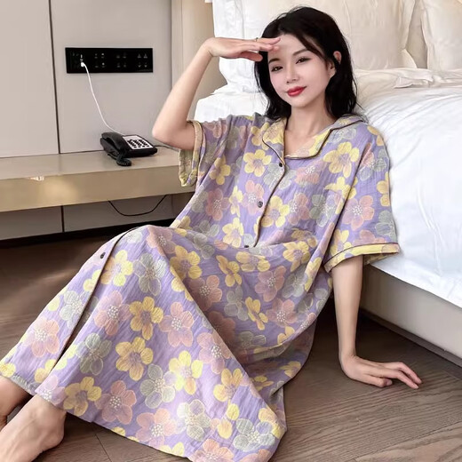 Jiuhongfei reines Baumwolle große Nachthemd für Frauen 200 Jin [Jin ist gleich 0,5 kg] Fett hinzufügen und fett mm Sommerdünn-Baumwollgarn-Pyjamas und Hauskleidung kann außerhalb von YZ16819SQ durchschnittlich getragen werden (130-240 Jin [Jin gleich 0,5 kg]))