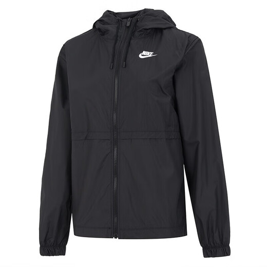 Nike (NIKE) jacket women's spring new breathable casual sun protection windbreaker wear-resistant loose woven hooded sportswear DM6180-010 black L