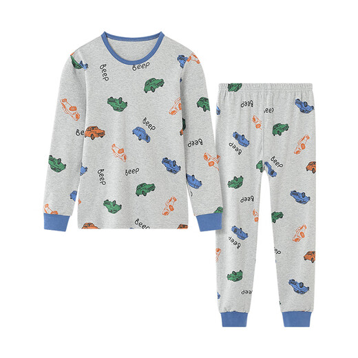 
Red bean children's underwear set pure cotton men and women's middle-aged children's autumn clothes and long pants warm pajamas M1049 Hemp 170