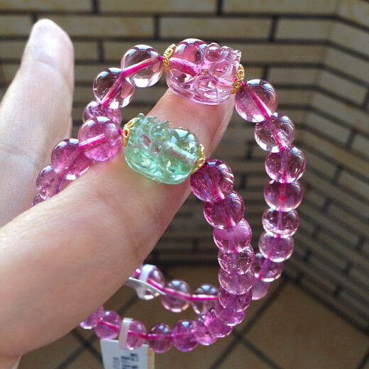 Pulsera de turmalina Red Yulong Yuanminmine Cuerpo de vidrio limpio súper transparente 18 Flower Pixiu Retro Palace Style 9712 (regla de cuentas 0 gramos 9717 (tamaño de cuentas 8.5 mm)