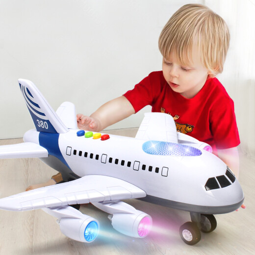 Baolexing children's toys early education large story telling cartoon passenger plane inertia A380 aircraft model taxiing passenger plane boys and girls toys birthday gift