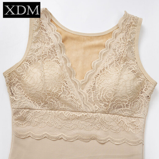 
Xiong Diming [no wear bra with chest pad] Warm vest for women with autumn and winter plus velvet thickened body and body beauty. Single-piece skin color XL80-105Jin [Jin equals 0.5 kg]