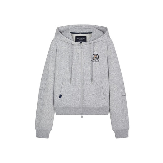 Adolescente Weenie Bear Women's SweSshirt 2025 Autumn Nueva manga de moda Diseño plisado Pleated Chaqueta con capucha Medium Grey S