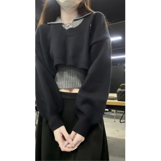 Oudihui French dress women's 2025 autumn new clothes with a complete preppy style age-reducing skirt suit black three-piece suit L