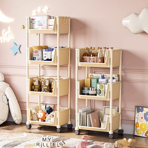 Qinwangge snack rack storage rack living room rack floor-standing shelf storage rack shelf shelf trolley snack rack special offer 3-layer white open style