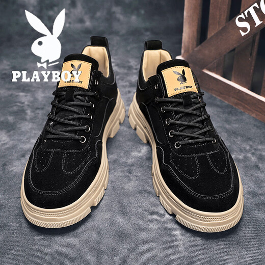 Playboy-Schuhe Herrenschuhe 2025 neuer Frühlings- und Sommer atmungsaktives lässige Heide-Verbesserung Sportschuhe Arbeitskleidung Retro Martin Boots Männer Sandfarbe 41