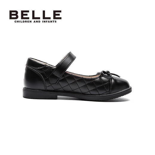 Belle Kids's Shoess Girls's Black Leather Shoes Spring и осенняя мягкая подошва детская обувь для студентов средних деть