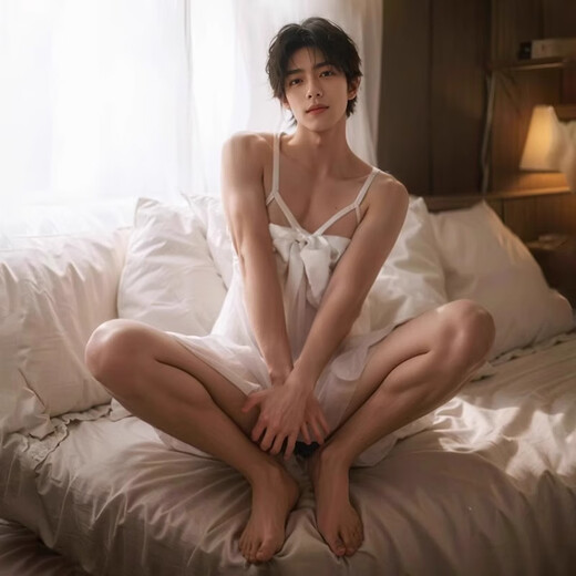 Men's Sexy Underwear 2024 New Sexy Transparent Cosplay Three-Point Male Sexy Underwear Men's Special Masturbation Sexy Underwear Thong Men's Sexy Sex Underwear White + Blue Hidden Button Open Crotch Jumpsuit One Size Recommended Weight 110-160Jin Jin is equal to 0.5kg