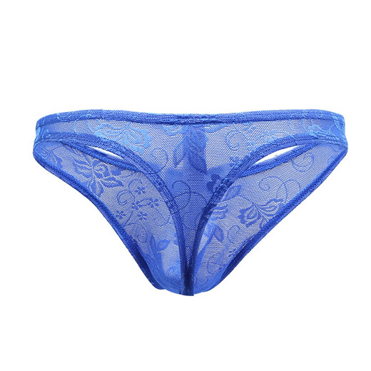 Movik men's underwear lace thong jacquard transparent breathable sexy fashion low-waist elastic trendy men's T-underwear red XXL