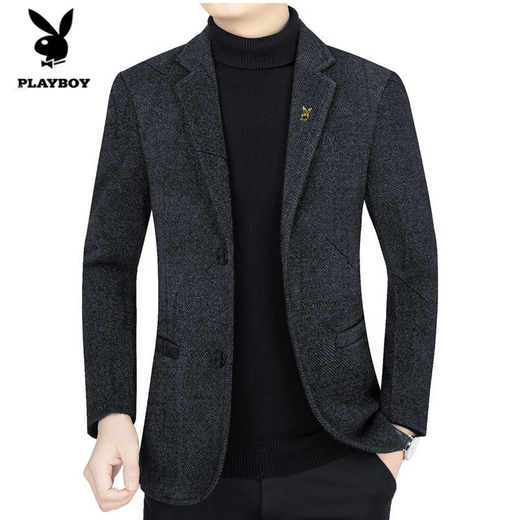 Playboy casual suit men's jacket autumn and winter new high-end suit young and middle-aged woolen fashion tops coffee color 8811 2XL recommended 150-165Jin Jin equals 0.5 kg