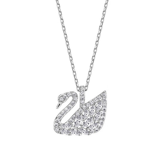 Swarovski (SWAROVSKI) black and white gradient swan necklace fashionable silver swan clavicle chain red swan female model gift for girls Guangzhou Bonded Warehouse Love Swan 5208071