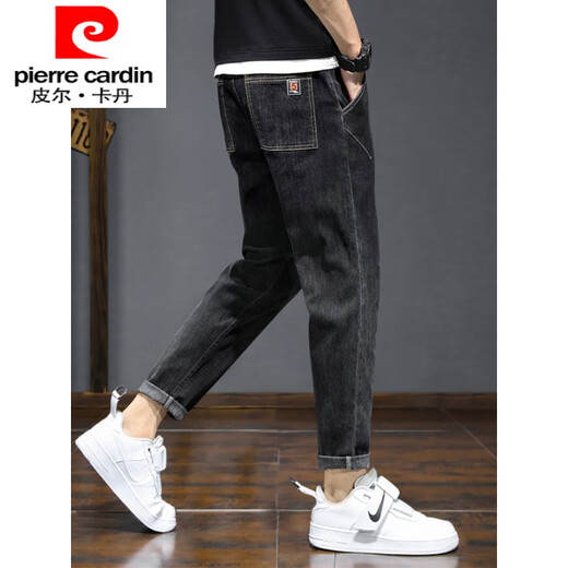 皮尔卡丹（pierre cardin）国际品牌牛仔裤男2025新款直筒春秋季加绒加厚弹力休闲长裤男装 蓝灰色6621 29