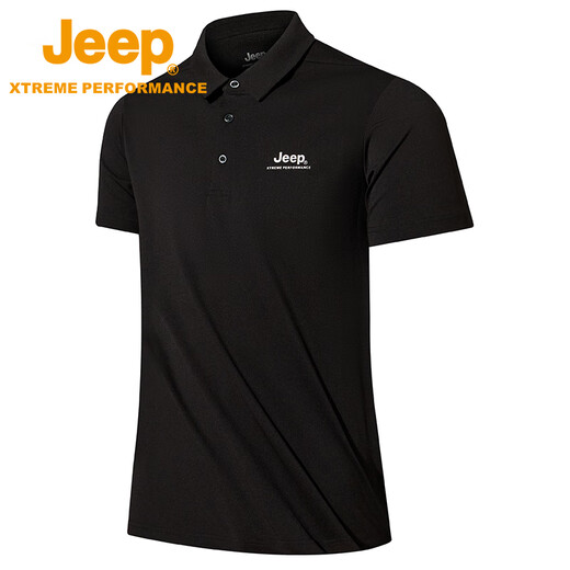 Jeep Schnelltrocknen Polo-Shirt Herren upf40+ Sonnenschutz kurzärmelig T-Shirt Herren Outdoor Revers Schnelltrocknungskleidung 9905 Marke Black 2xl