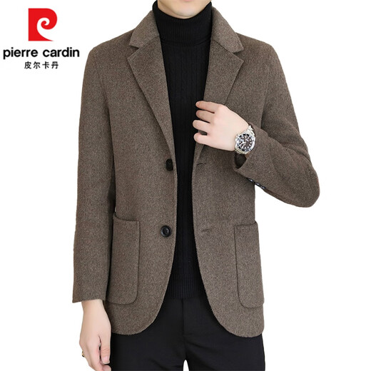 Pierre Cardin Frühling und Herbst Neue Wolle doppelseitig Tweed Anzug Jacke Herrenmantel Freier Geschäfte High-End-Tweed-Anzug Trend 88021 Light Grey 170