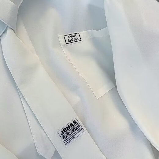 Bomi Tu (BOMITU)-Short-sleeved shirt men's loose and versatile casual half-sleeved top handsome student Hong Kong style five-point sleeve summer jacket white L
