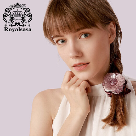 Royal sasa royal salsa artificial crystal velvet hair rope head flower camellia hair tie Korean hair accessories plate hair bundle head accessories