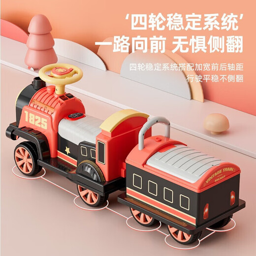 Xiaole Dog Remote Control Education Children's Electric Train Train Track Charging Toys Can Sitting on Children's Car Toys Boys Toys Pink Can Sitting on People's Locomotive + Car