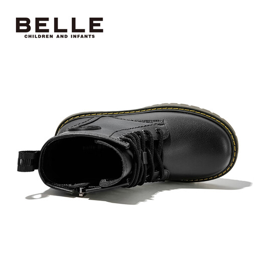 Belle's Children's Shoes Girls Martin Boots Autumn and Winter Boys Botas cortas Calientes Botas de cuero suave para niños Medium Big Baby's Baby Bots Tendencia De3891 Beige 36