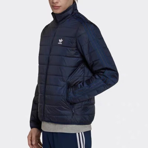 阿迪达斯（adidas）棉服男装秋冬新款三叶草运动服保暖立领男士夹克外套棉衣 HL9215蓝色  L