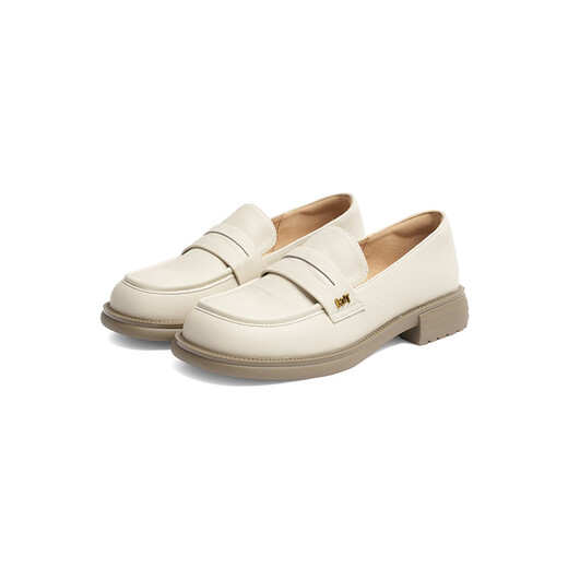 Red Dragonfly Loafers женский весенний весенний стиль нового стиля одно стандартный женский обувь густые каблуки в британском стиле маленькие кожаные туфли женская одиночная обувь WLB14137 Bei White 35