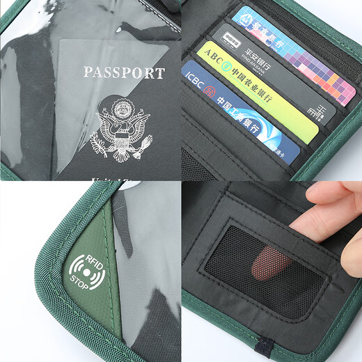 Bonayun Travel Document Pack Passport Pack Rfid Anti-theft Pincel portátil Packing de boletos cortos Verdes