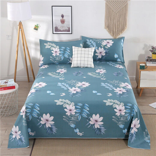 Xingyue Shengfan can't afford to throw the ball, pure cotton old coarse cloth bed sheet three-piece set, thickened cotton single double large bed Kang single bed, small gray flower, 2 meter bed, 2.3x2.7 meter bed sheet
