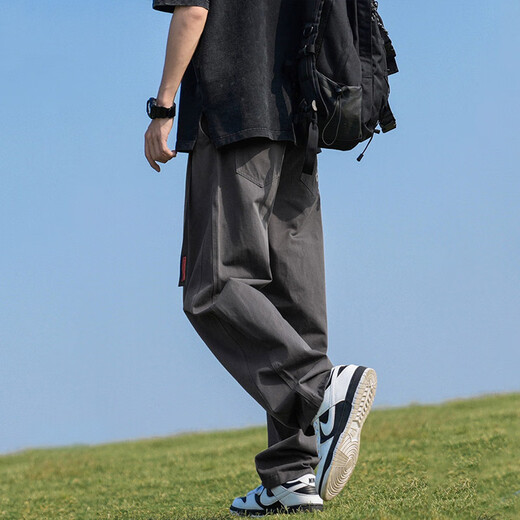 顶峰保罗（Dingfengbaoluo）工装裤子男春夏季日系直筒纯色宽松港风休闲裤子DFS12卡其3XL