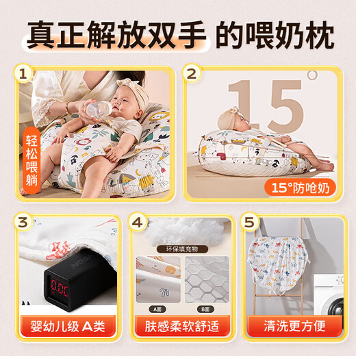 爱婴树防吐奶斜坡垫婴儿斜坡枕头0-1-3岁宝宝安抚枕喂奶神器儿童豆豆枕 【森林王国】A类双面 可拆洗 科学15°设计/透气不闷/柔软亲肤
