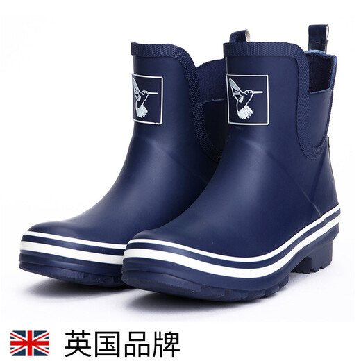 Evercreatures英国雨鞋女雨靴成人防滑防水鞋橡胶水靴蓝色切尔西雨鞋短筒 女款 蓝色低帮12BLU 35(UK2)