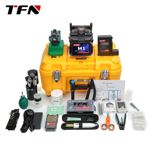 TFN -Glasfaserschweißmaschine Vollautomatisch heißer Schmelzmaschinen Main Engineering Faser Schmelzmaschine Optische Kabelverbindung Maschine Hausmeldes Glasfaser -Glasmaschine M1/M3/S3 M1 Dual Batterie (40 km Trunkmaschine) Standard mit 13 Teilen Schweißwerkzeuge