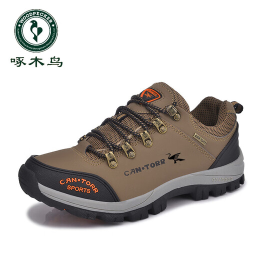 Woodpecker autumn new men's shoes outdoor hiking shoes breathable running sports shoes travel anti-slip dad shoes middle-aged and elderly leisure H14088 military green 38