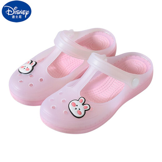 迪士尼（DISNEY）新款女孩童凉鞋女童洞洞鞋厚底夏中大童女童沙滩鞋学生凉拖鞋 果冻公主金色 25 内长16.5cm