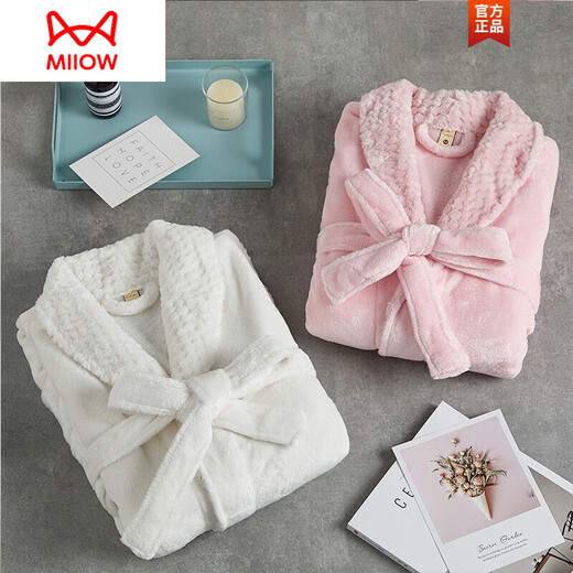 MiiOW flannel nightgown for men in spring and autumn thickened long-sleeved bathrobe coral velvet large size one-piece pajamas thick autumn and winter gray splicing style [men] XL suitable for 160-200Jin [Jin equals 0.5 kg]