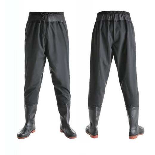 HHONGSHIYU waders, half-length rain trousers, waders, waterproof fish trousers, one-piece wading trousers, fish catching suit, reservoir fishing trousers overalls, black knitted waistband 75 silk 42 (sports shoe size)