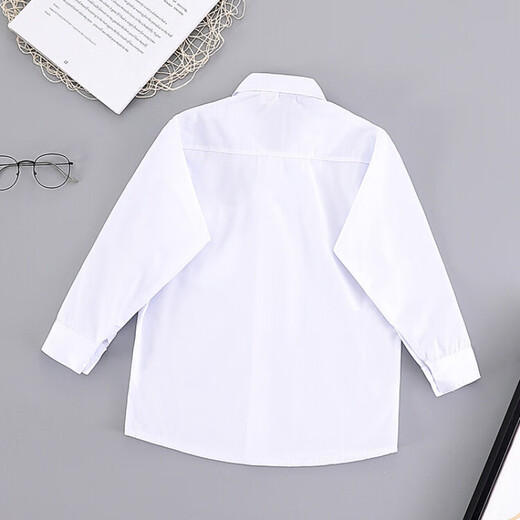 G.duck children's clothing children's white shirt boys long-sleeved pure cotton spring and autumn primary school uniforms medium and large girls' shirts flower girl performance long-sleeved white shirt 110 (recommended height 100cm 4-5 years old) cm