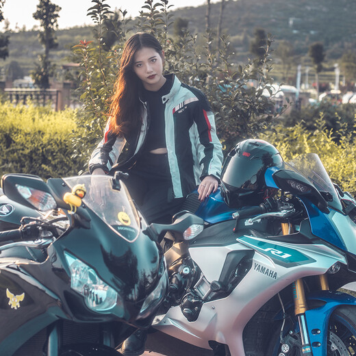 MOTOBOY骑行服男摩托车衣服冬赛车机车服套装骑行裤防风防水防摔摩旅四季 J07上衣白灰 L