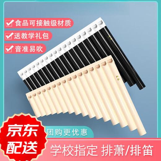 DBAO排笛16管18管排箫中小学生教学专用易学民族乐器儿童初学者C调孔 18管白褐色+
