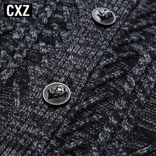 CXZ TENDY Brand Cardigan Chaqueta para hombres Cárdigan para hombres Autumn Style Coreano Slim Men's Green Fruit Cuella para hombres Negro 180/XL
